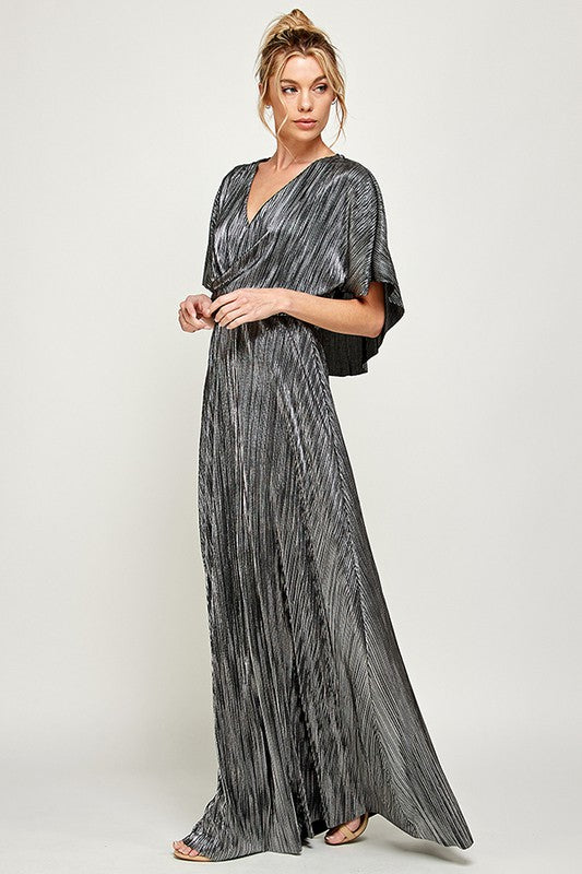 Ciara Cape Style Metallic Maxi Dress ...